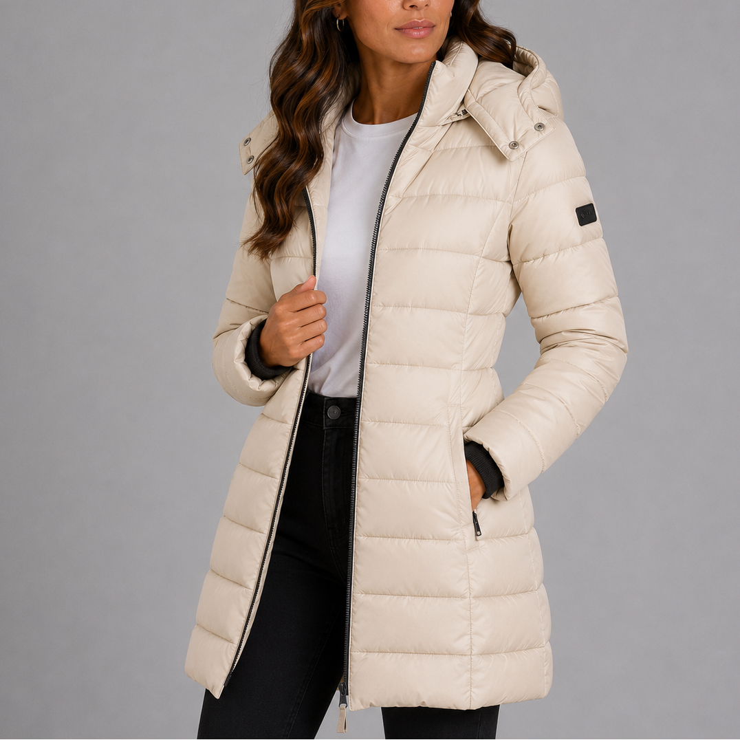 Women's Long Puffer Jacket with Hood