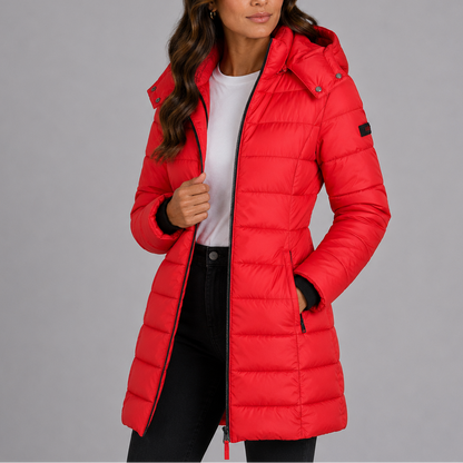 Women's Long Puffer Jacket with Hood