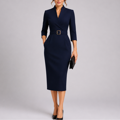 Women's Bodycon Midi Dress with Belt
