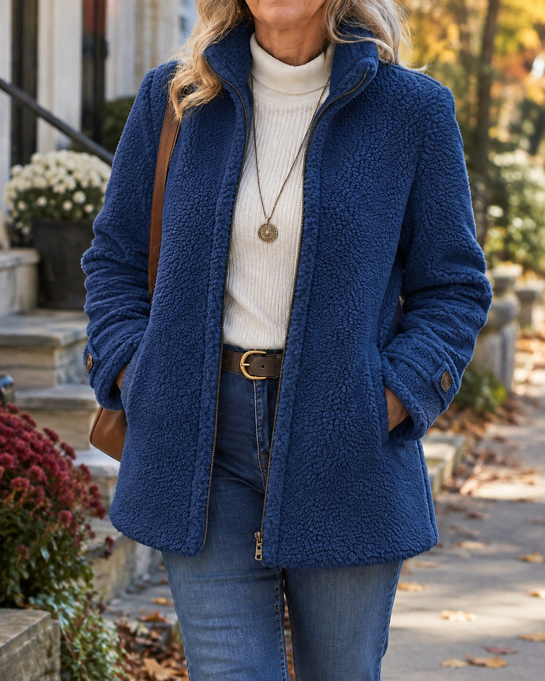 Women's Fuzzy Sherpa Zip Up Jacket