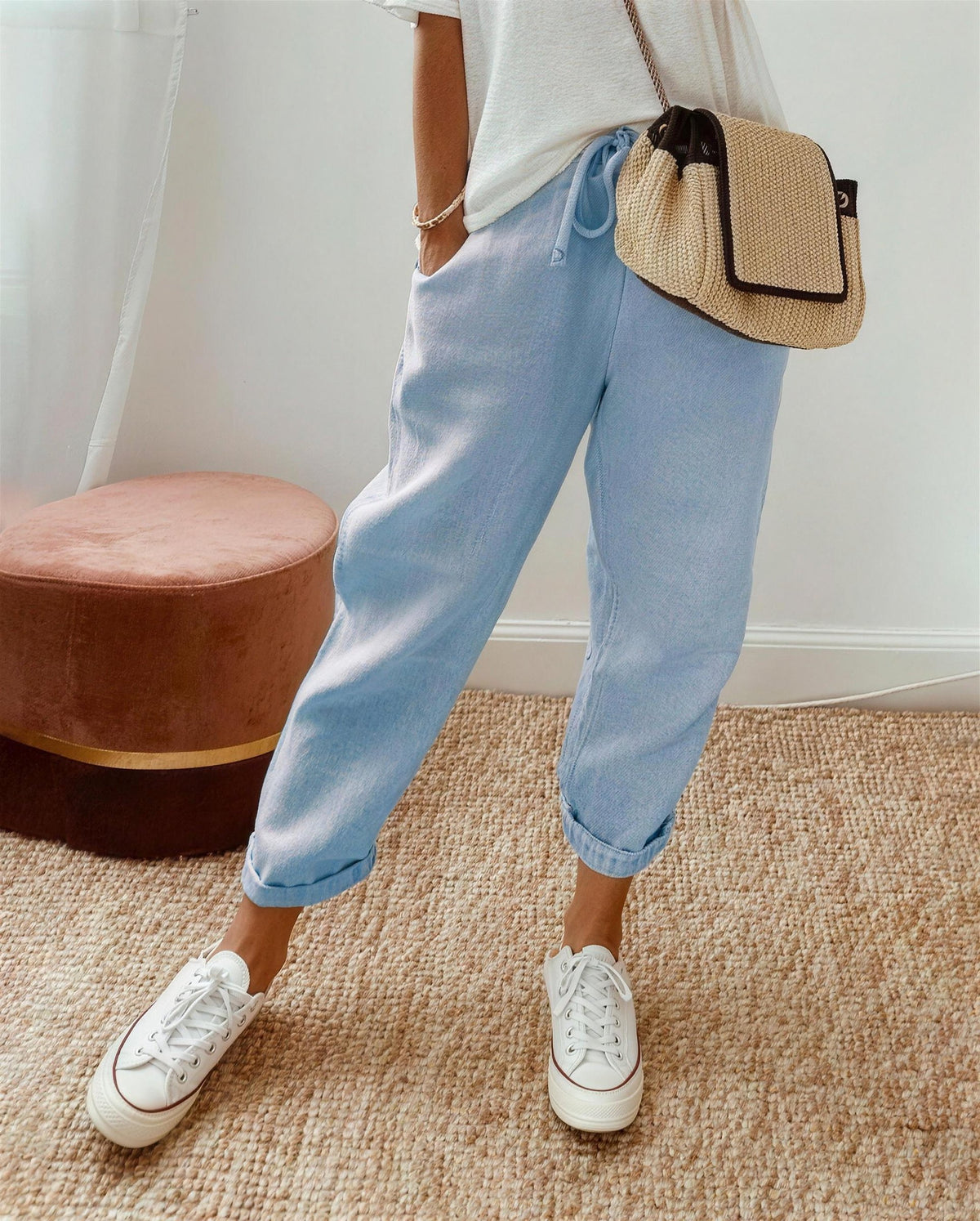 Women's Drawstring Waist Tapered Pants