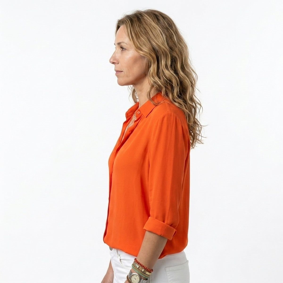 Women's Flowy Button Up Blouse V Neck