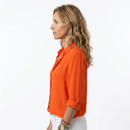Women's Flowy Button Up Blouse V Neck