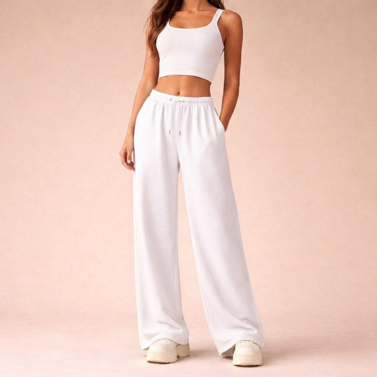 Women's Elastic Waist Wide Leg Pants