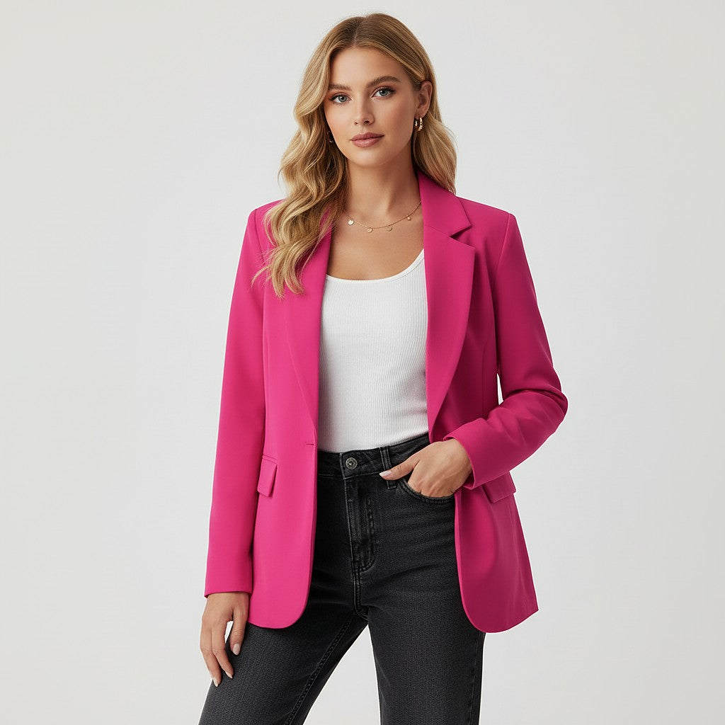 Women's Notch Lapel Single Button Blazer