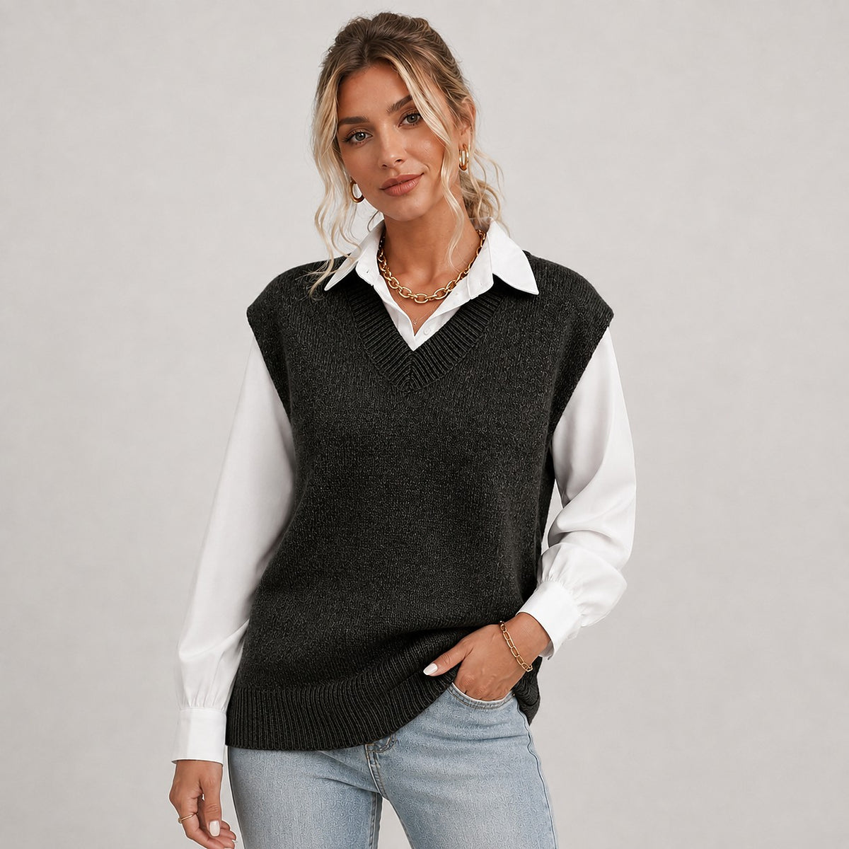 Women's Sleeveless Knit Sweater Vest