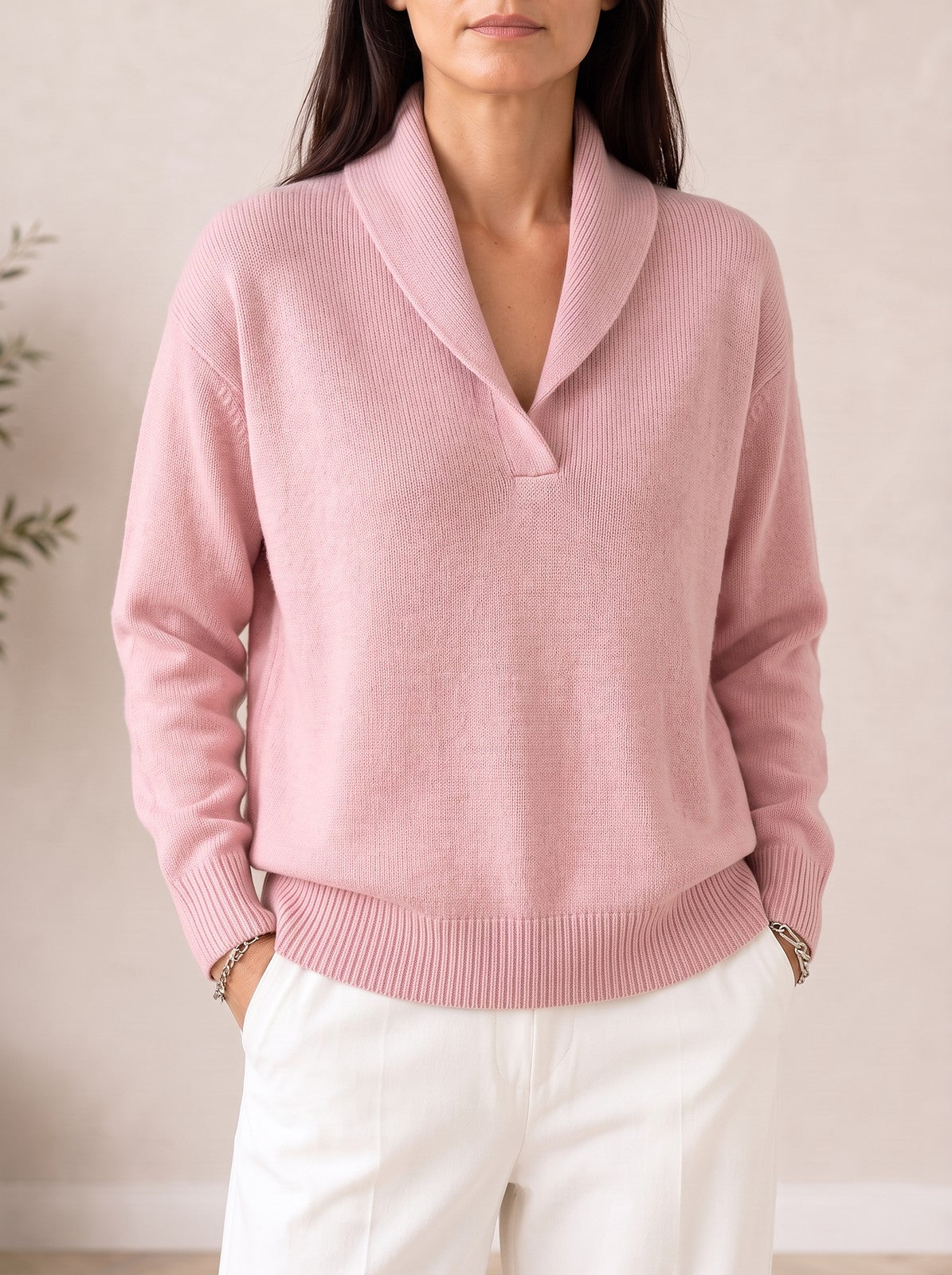 Women's Soft Knit Shawl Collar Pullover