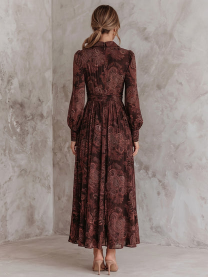 Women's Paisley Long Sleeve Maxi Dress