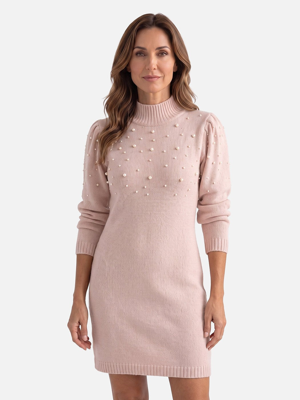 Women's Pearl Knit Dress with Long Sleeves
