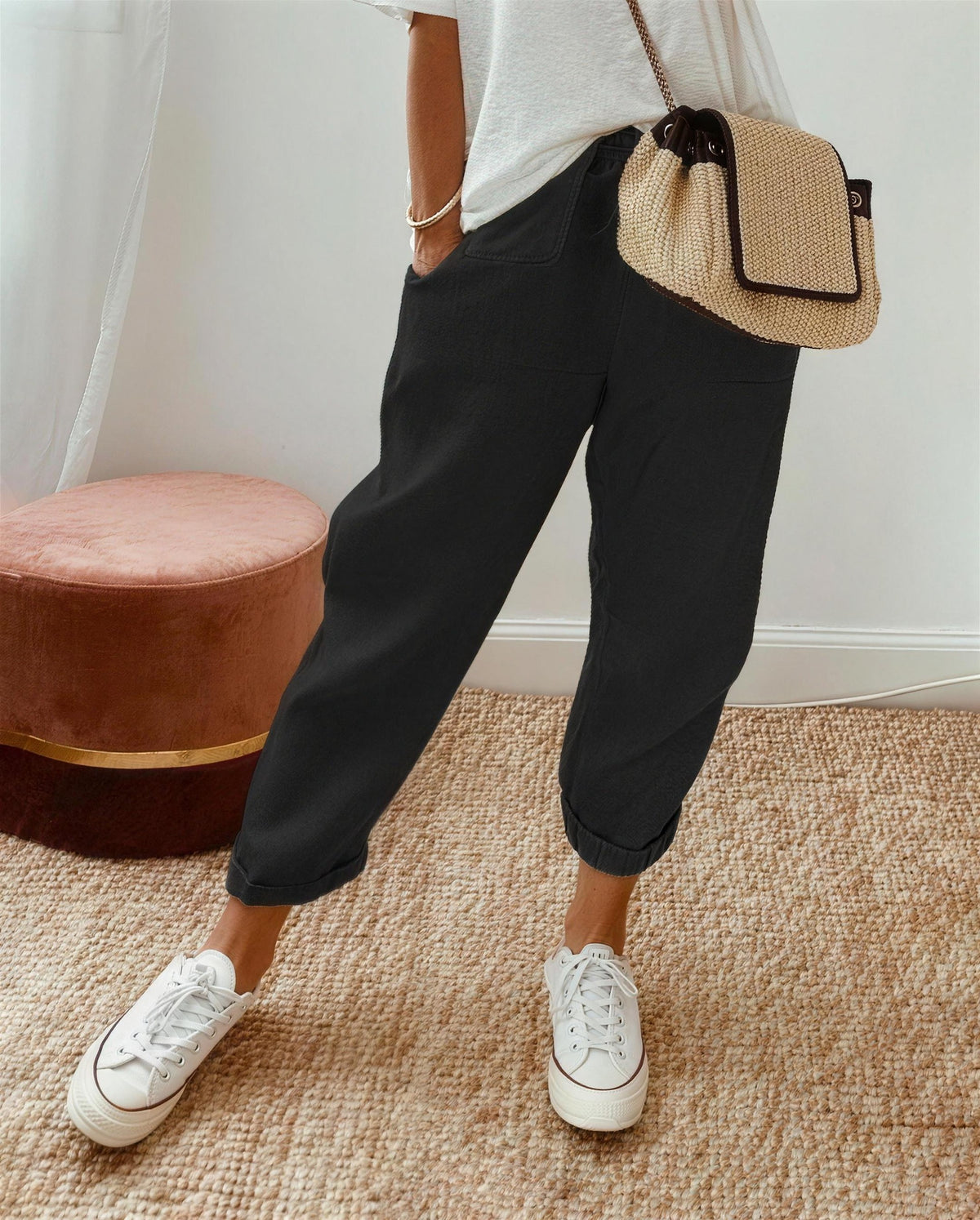 Women's Drawstring Waist Tapered Pants