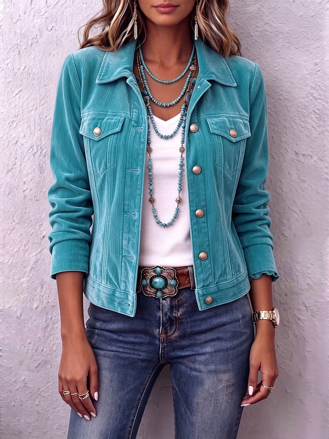 Women's Velvet Cropped Jacket Button Up