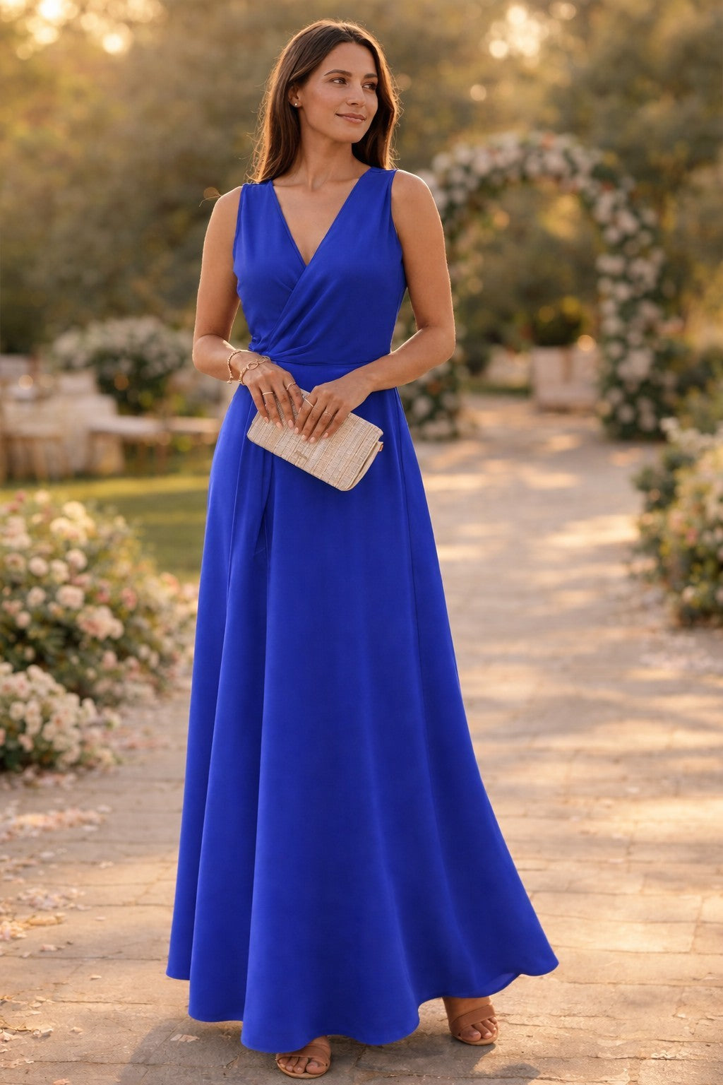 Women's Wrap Front Semi Formal Maxi Dress