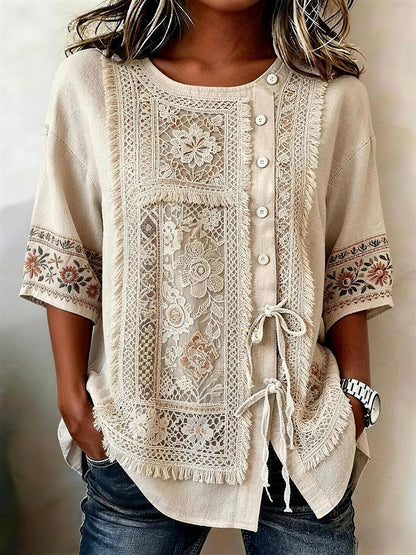 Women's Half Sleeve Boho Lace Blouse