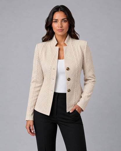 Women's Fitted Textured Button Front Jacket
