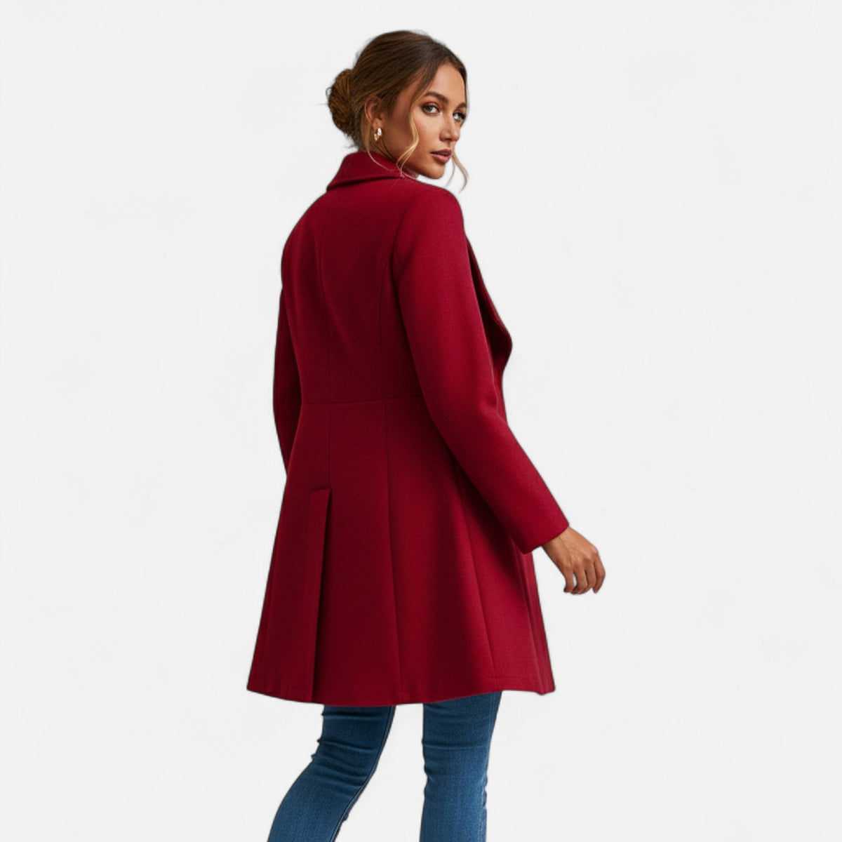 Women's Tailored Lapel Coat with Buttons