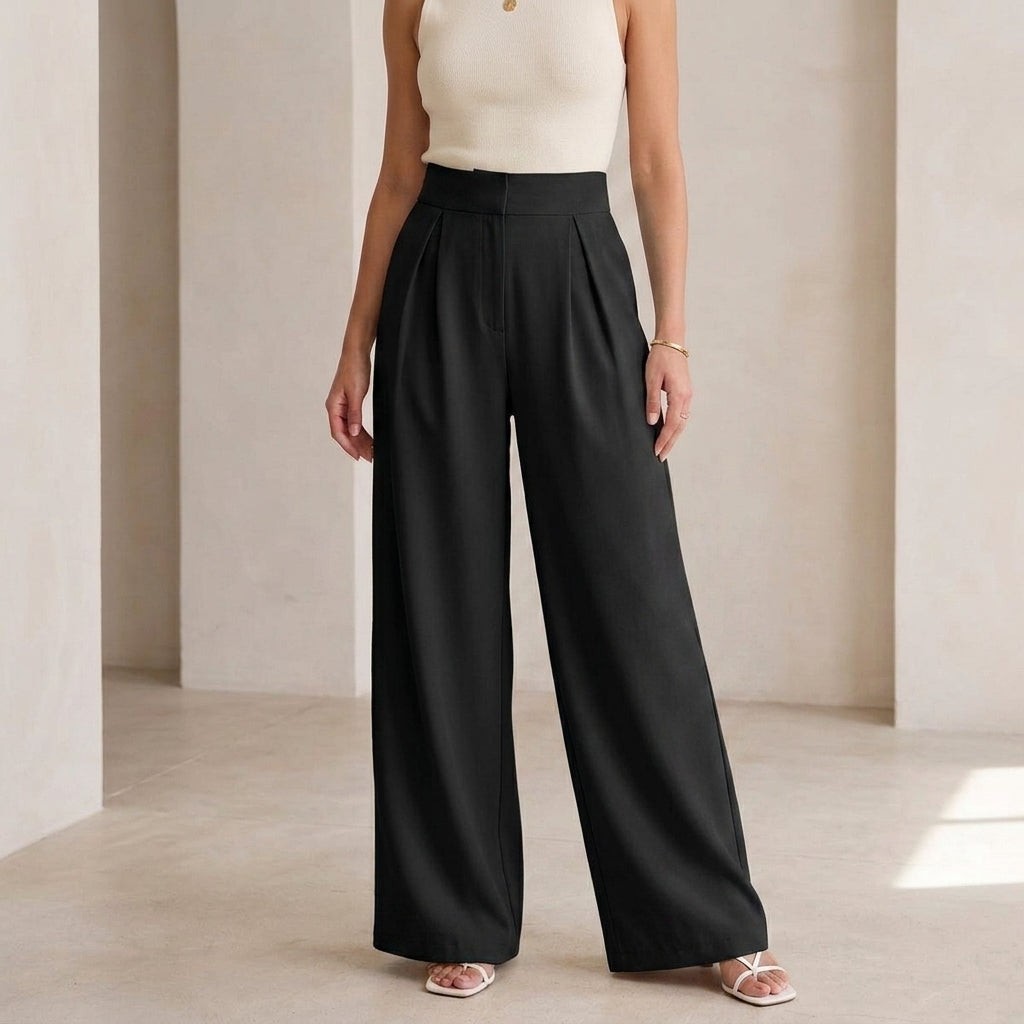 Women's Wide Leg Pants with Front Pleats