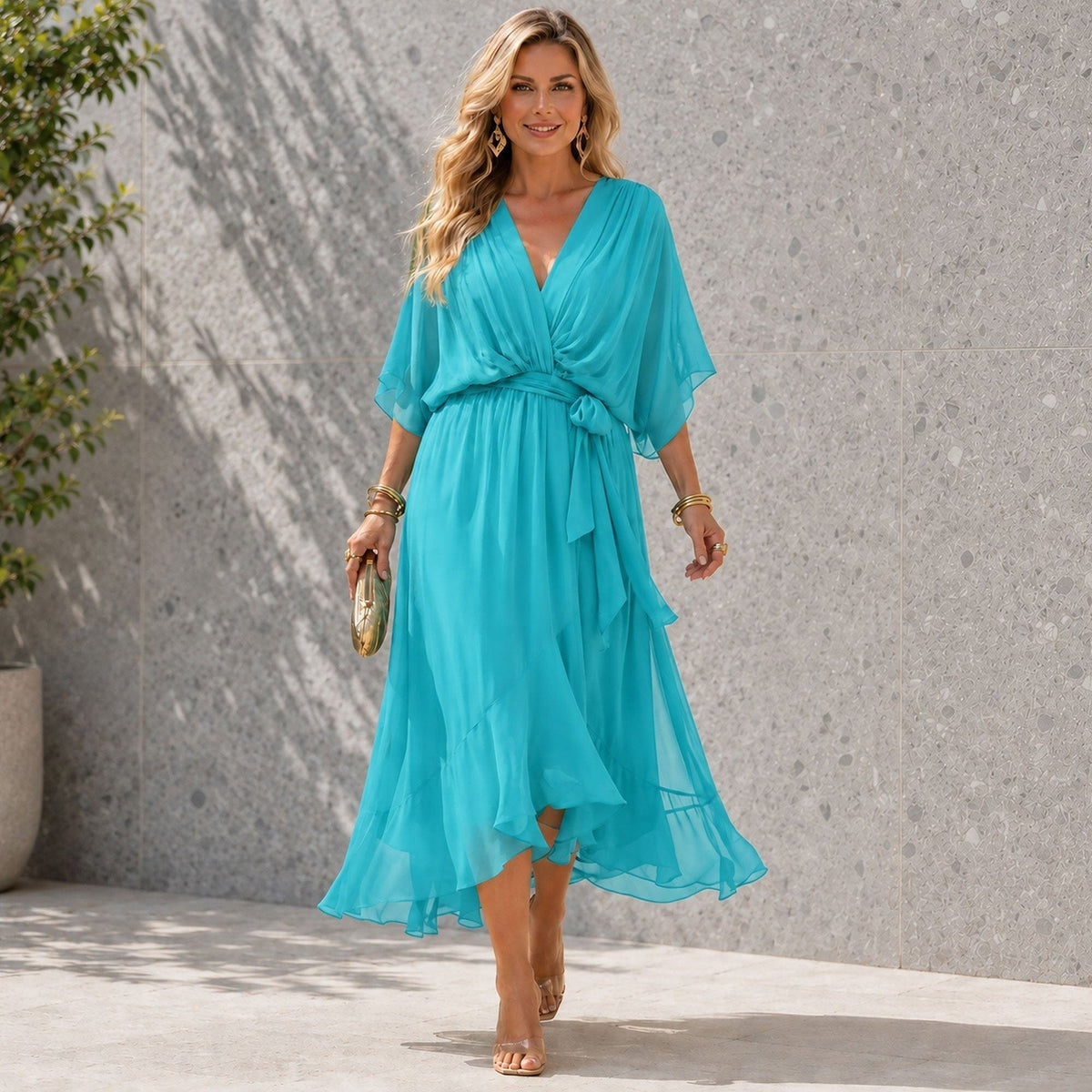 Women's Hi Low Wedding Guest Maxi Dress