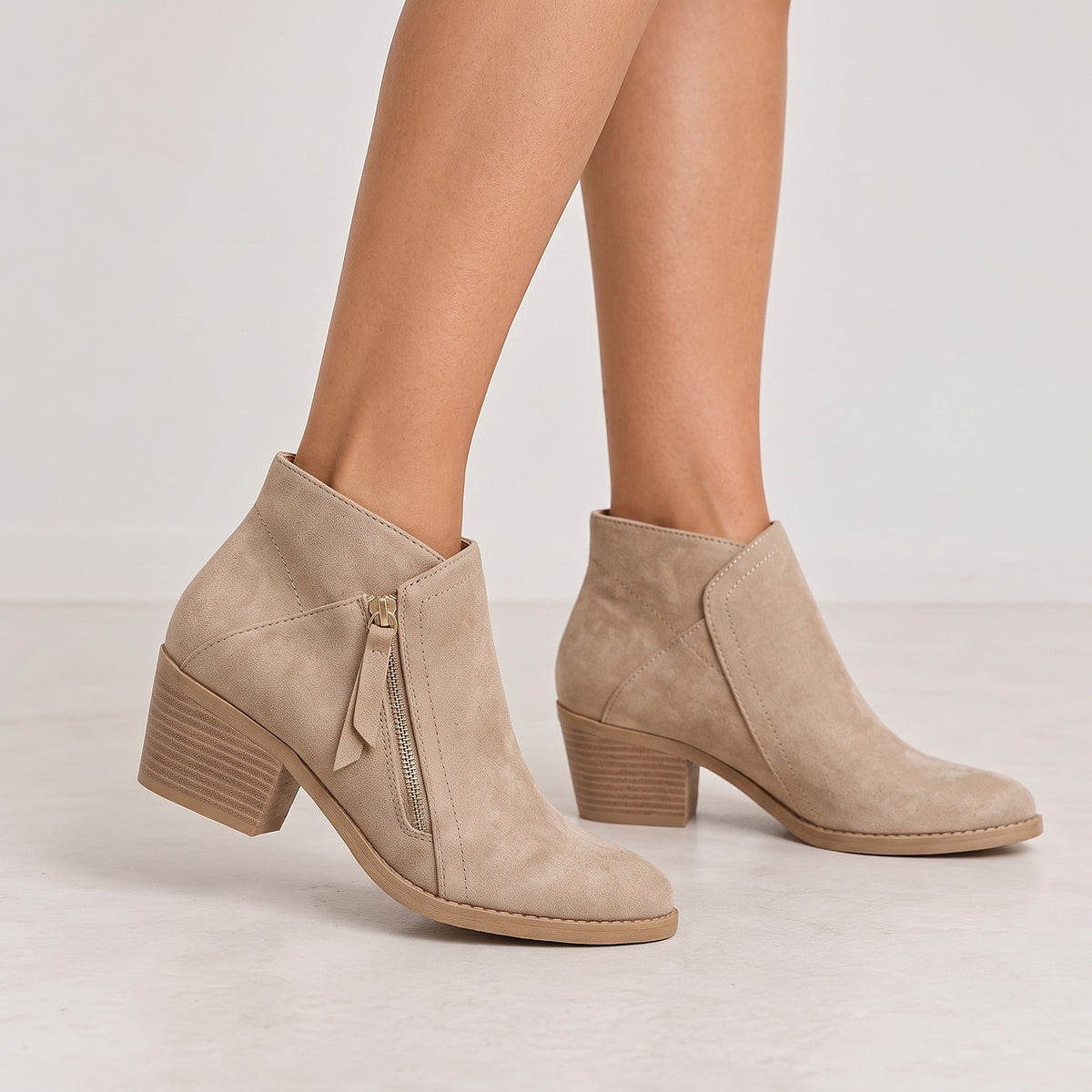 Women's Faux Suede Ankle Boots Side Zip
