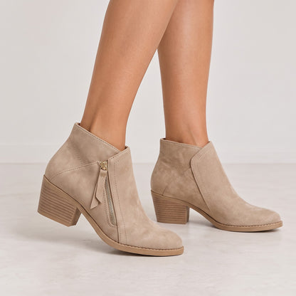 Women's Faux Suede Ankle Boots Side Zip
