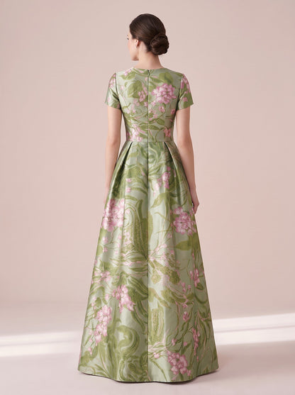 Women's A-Line Floral Vintage Neckline Evening Dress