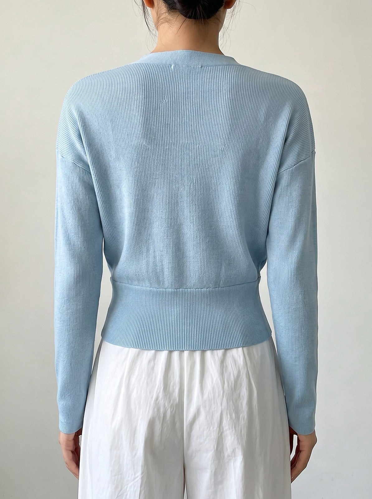 Women's Ribbed Wrap V Neck Sweater