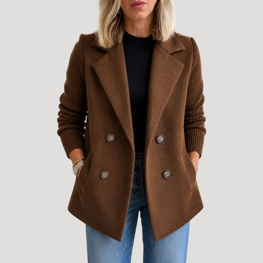 Women's Blazer Jacket with Ribbed Sleeves