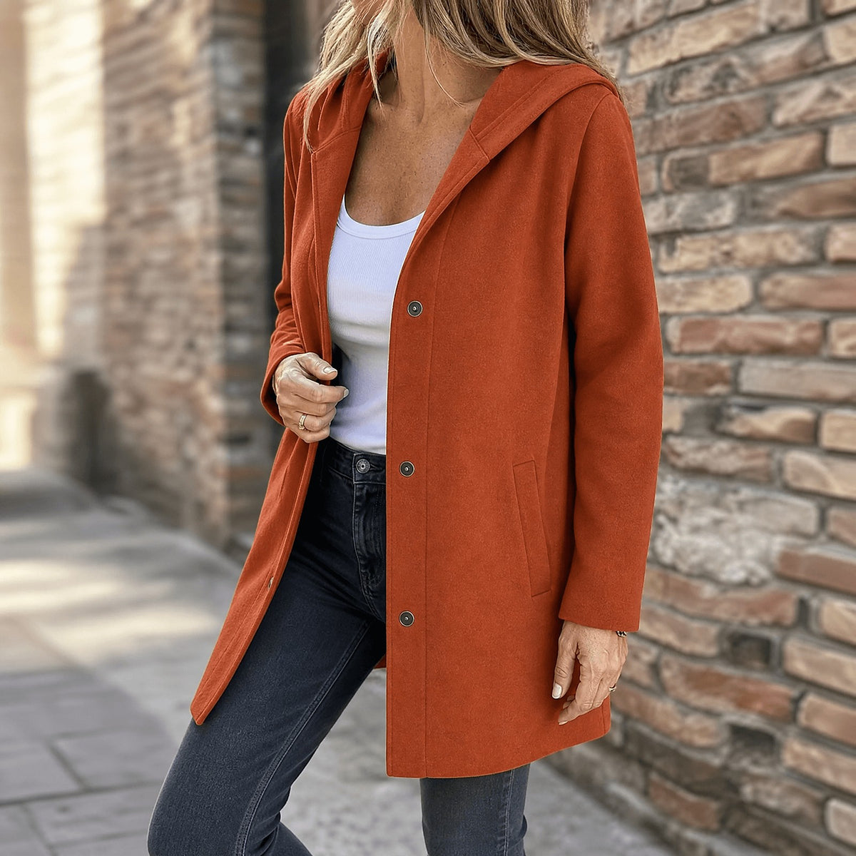 Women's Knit Hooded Cardigan with Pockets