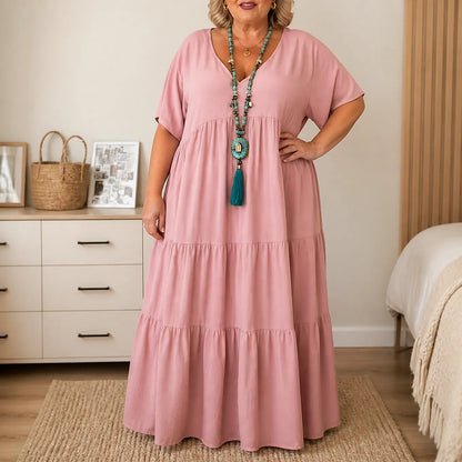 Women's V Neck Tiered Maxi Dress