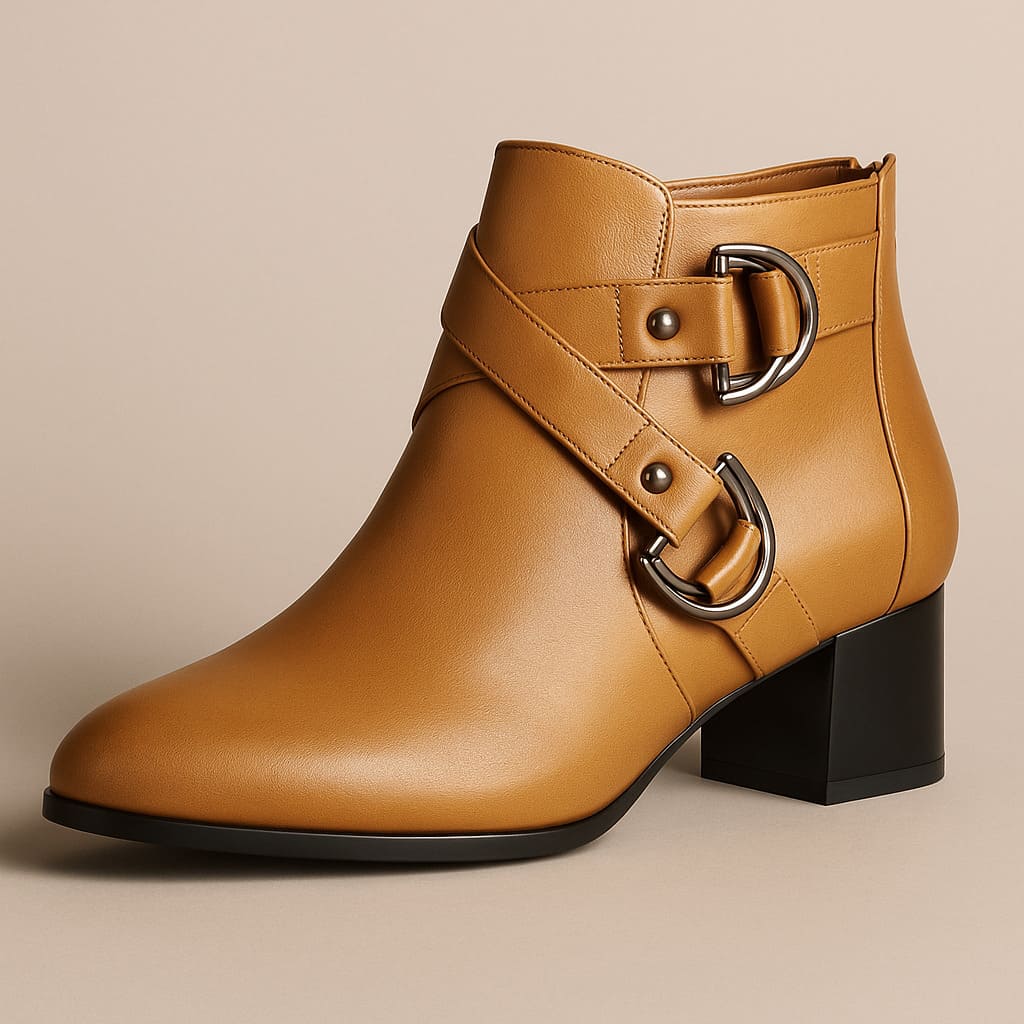 Women's Cross Strap Block Heel Ankle Boots