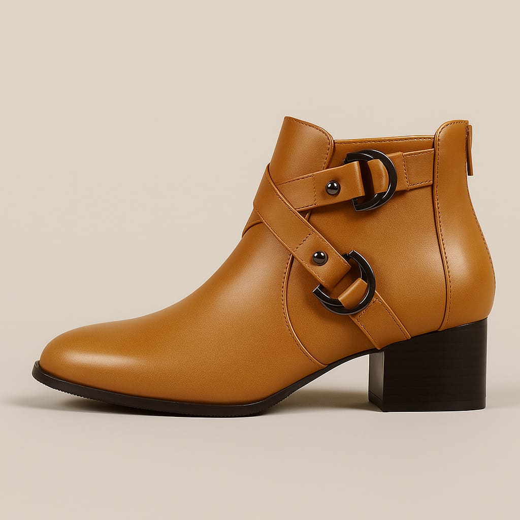 Women's Cross Strap Block Heel Ankle Boots