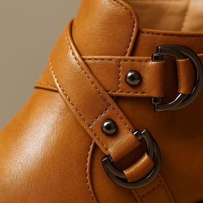 Women's Cross Strap Block Heel Ankle Boots