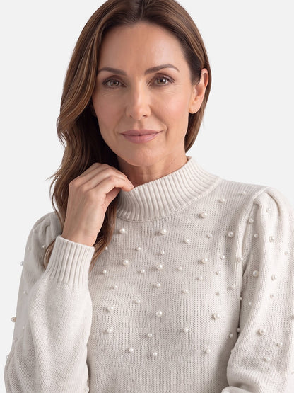 Women's Pearl Knit Dress with Long Sleeves