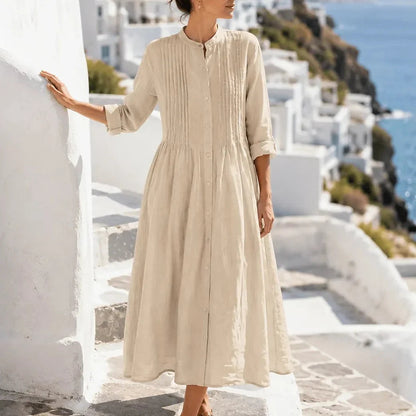Women's Button Front Midi Shirt Dress