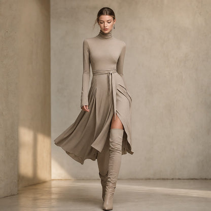 Women's Turtleneck Wrap Sweater Dress