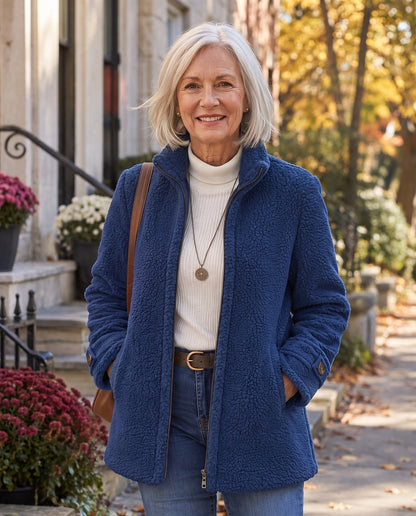 Women's Fuzzy Sherpa Zip Up Jacket