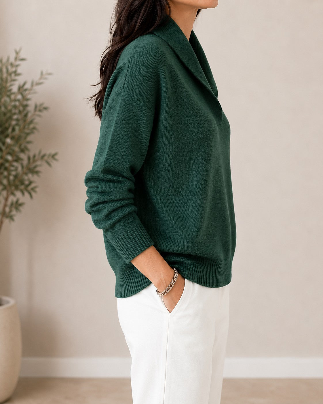 Women's Soft Knit Shawl Collar Pullover