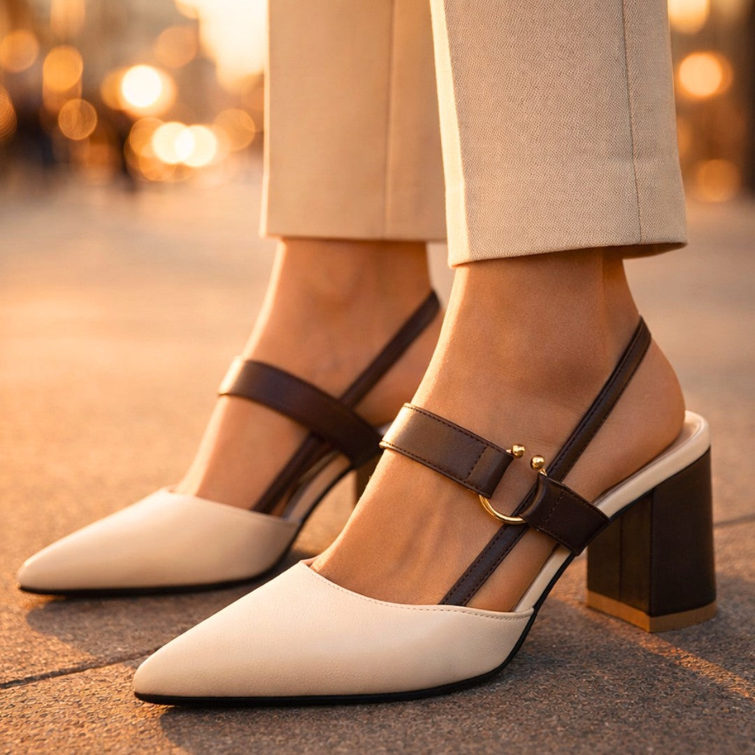 Women's Pointed Slingback Heels with Ring Strap