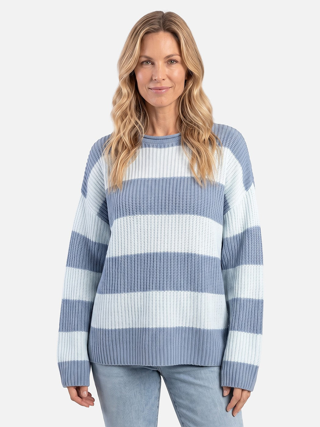 Women's Striped Ribbed Knit Sweater