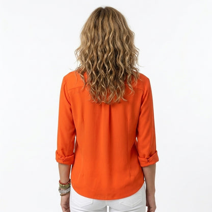 Women's Flowy Button Up Blouse V Neck