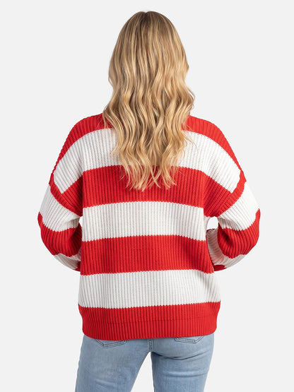 Women's Striped Ribbed Knit Sweater