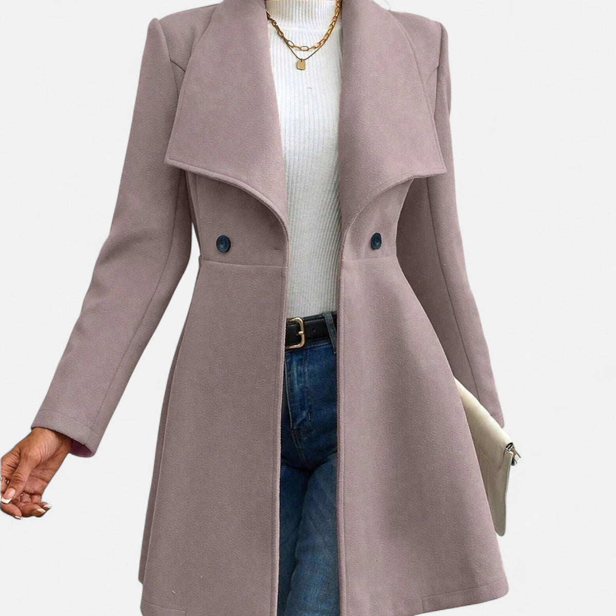 Women's Tailored Lapel Coat with Buttons