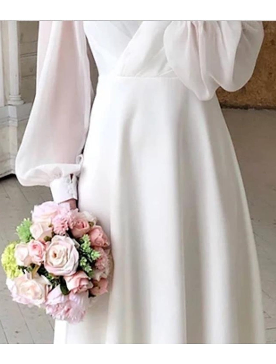 Women's Long Sleeve V Neck Midi Dress