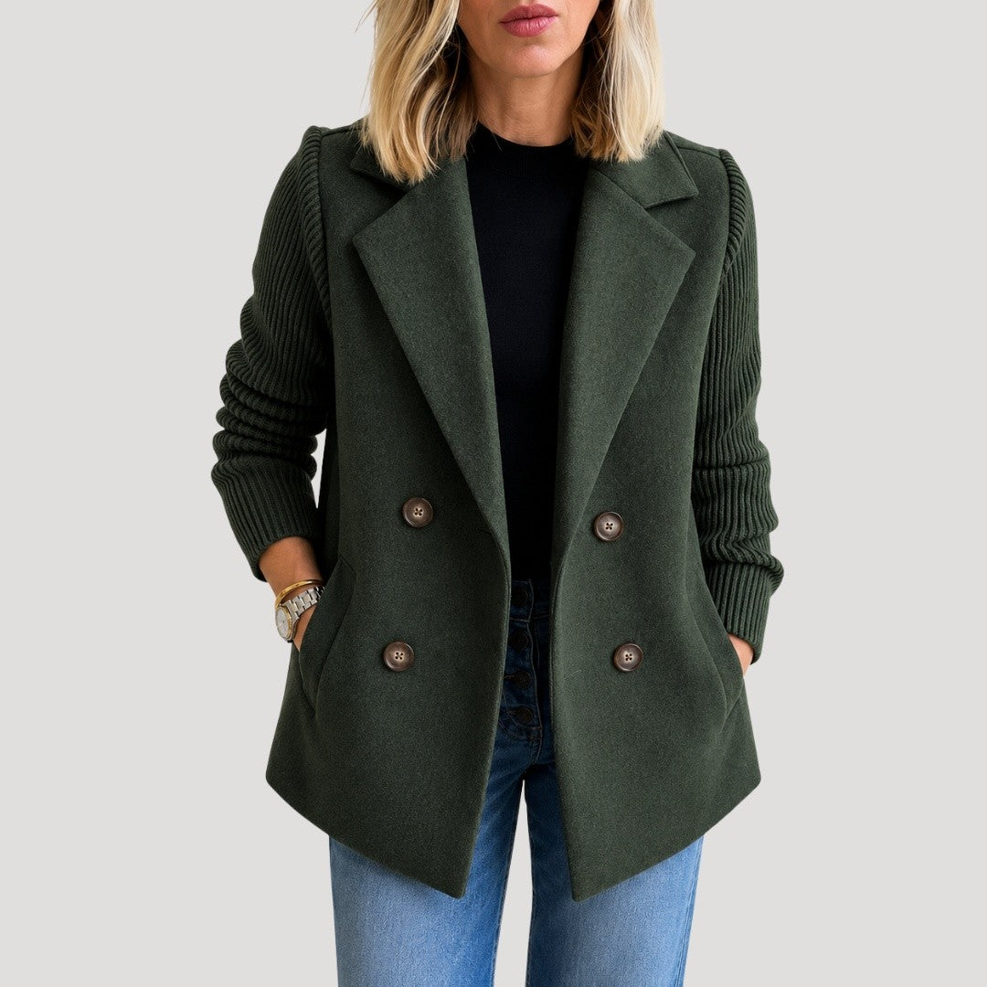 Women's Blazer Jacket with Ribbed Sleeves