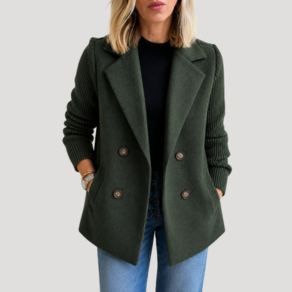 Women's Blazer Jacket with Ribbed Sleeves