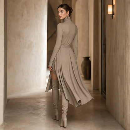 Women's Turtleneck Wrap Sweater Dress