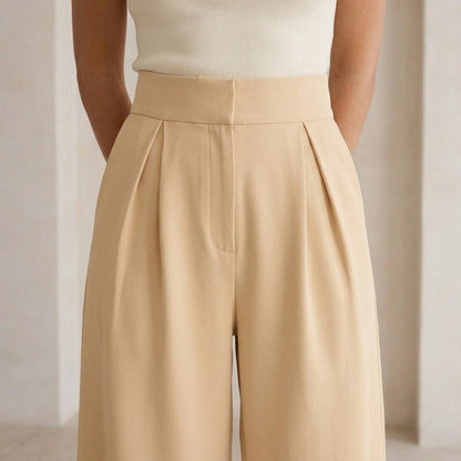 Women's Wide Leg Pants with Front Pleats