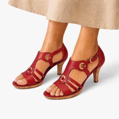 Women's Buckle Ankle Strap Heeled Sandals