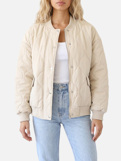 Women's Oversized Quilted Bomber Jacket