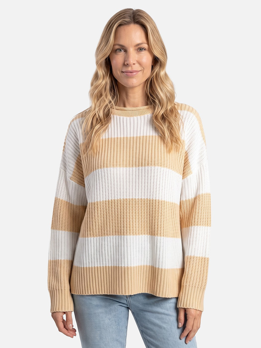 Women's Striped Ribbed Knit Sweater