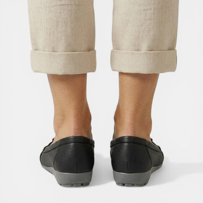 Women's Rubber Sole Loafers Moccasin Toe